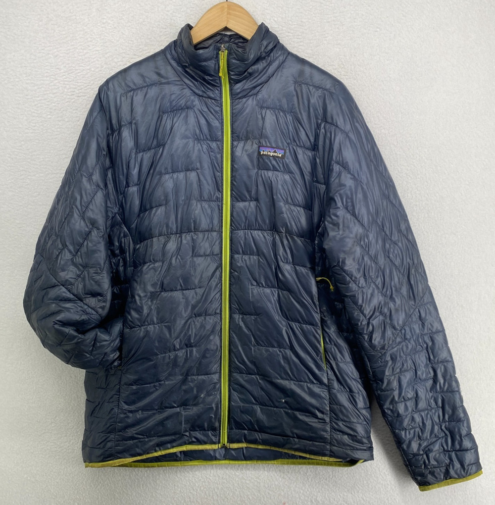 PATAGONIA Jacket Mens M Micro Puff Insulated Nylon Ripstop Full Zip Blue